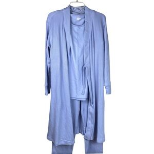 Lands' End Women's cozy 3 piece Soft Blue Robe Set M